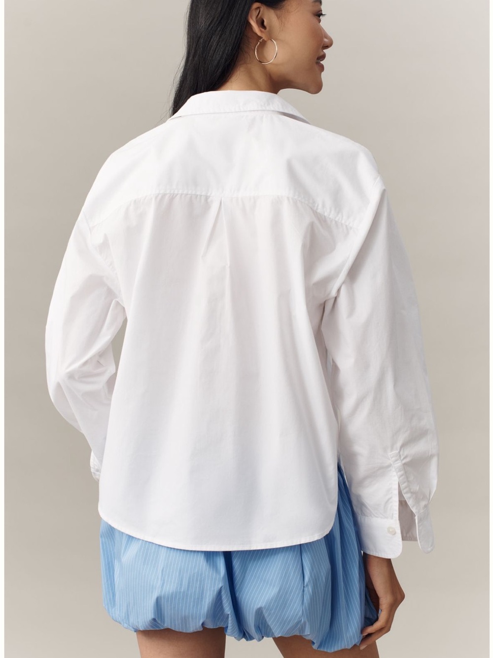 Maeve Shrunken Bennet Button-Down Shirt - White - Picture 4 of 12